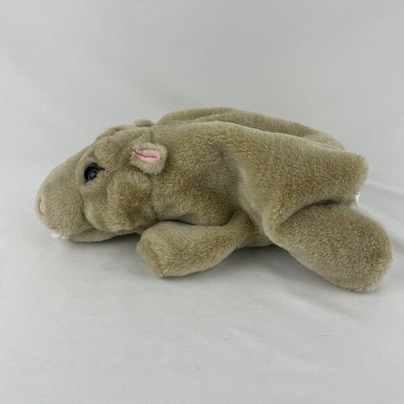 Hippopotamus Hippo 12” Plush Hand Puppet Light Brown Stuffed Toy Pretend Play - Picture 2 of 6